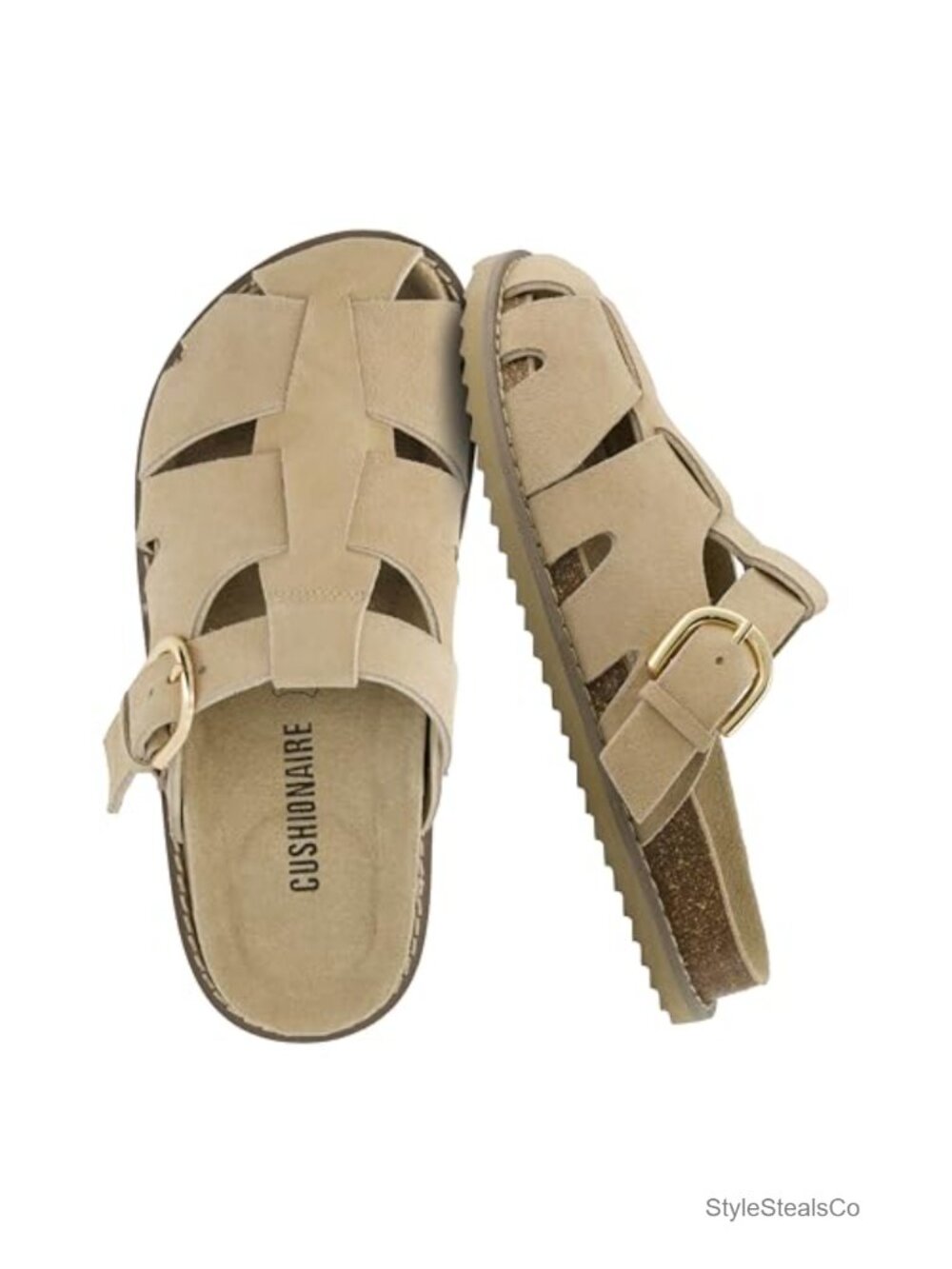Suede Slip On Fisherman Sandals Memory Foam Cork Footbed Arch Support